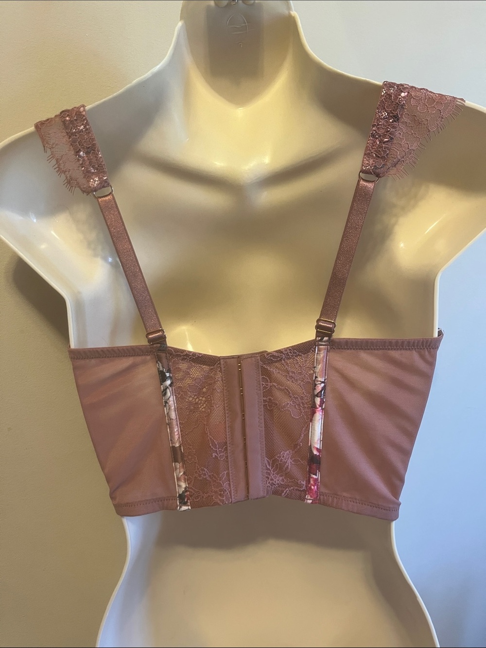 Victoria's Secret Floral Lace Mesh Longline Bustier - Mauve Pink - Picture 4 of 8